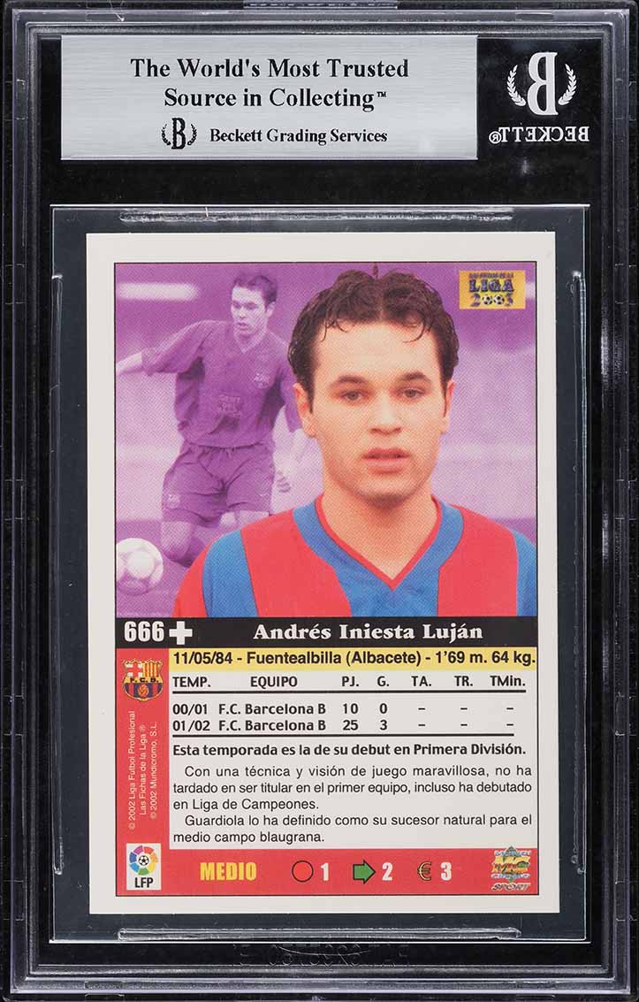 2002 Mundicromo Las Fichas De La Liga Andres Iniesta ROOKIE #666 BGS 8.5 NM-MT+