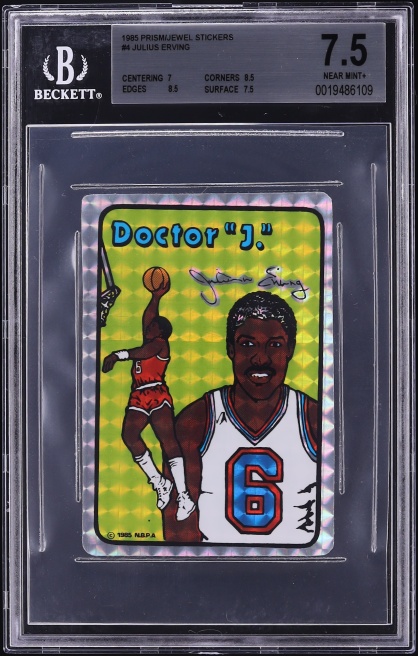 1985 Prism Jewel Stickers Julius Erving #4 BGS 7.5 NRMT+