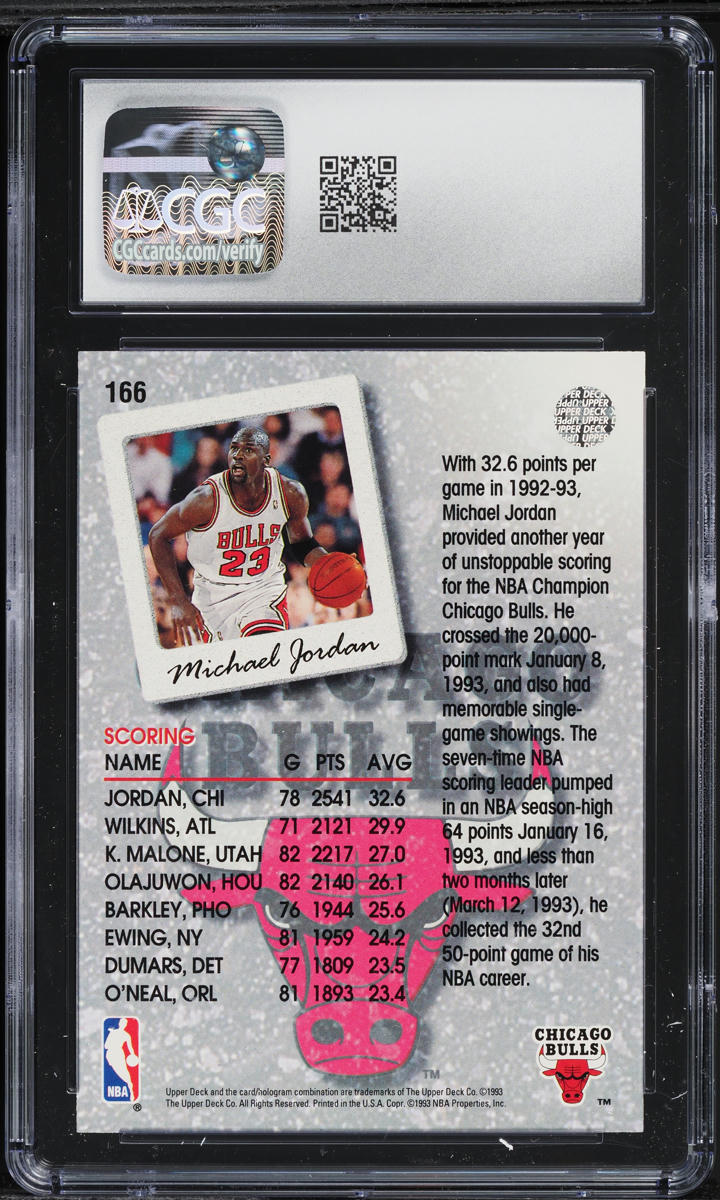 1993 Upper Deck Basketball Michael Jordan #166 CGC 9 MINT