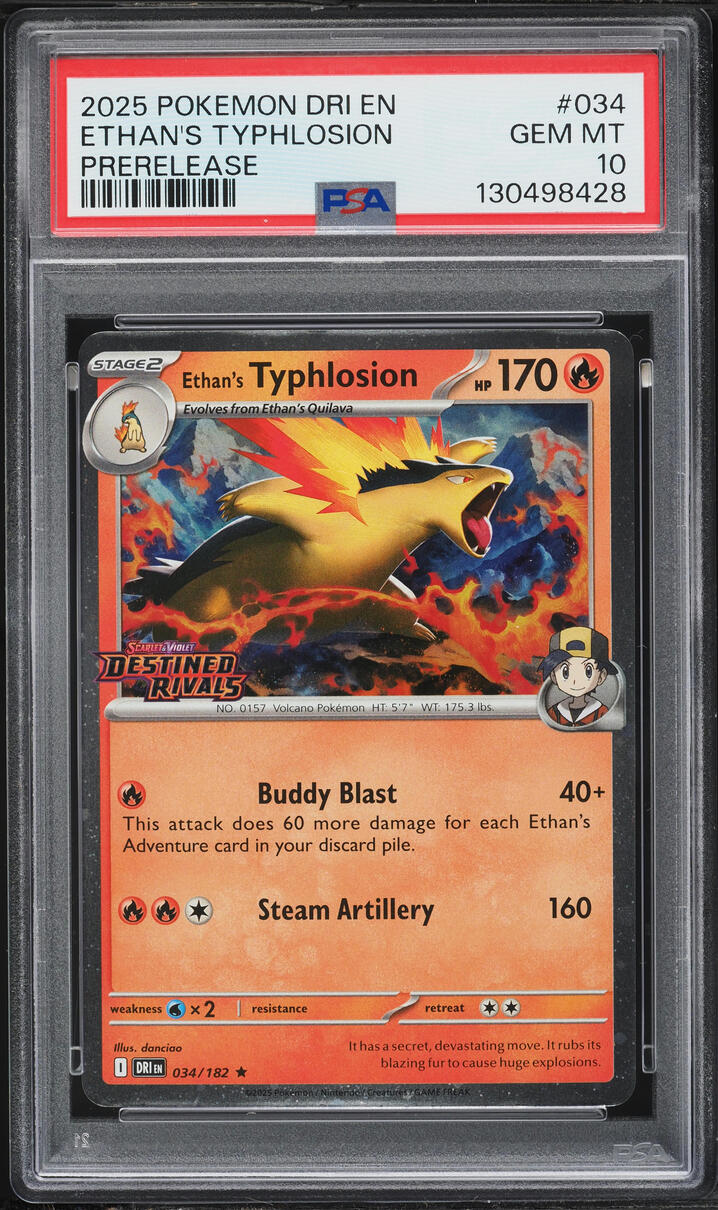 2025 Pokemon Scarlet & Violet Destined Rivals Prerelease Ethan's Typhlosion #34 PSA 10 GEM MINT