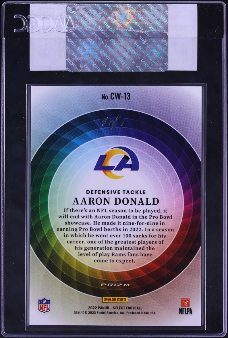 2022 Select Color Wheel Black Aaron Donald 1/1 #CW-13 CGC AUTH