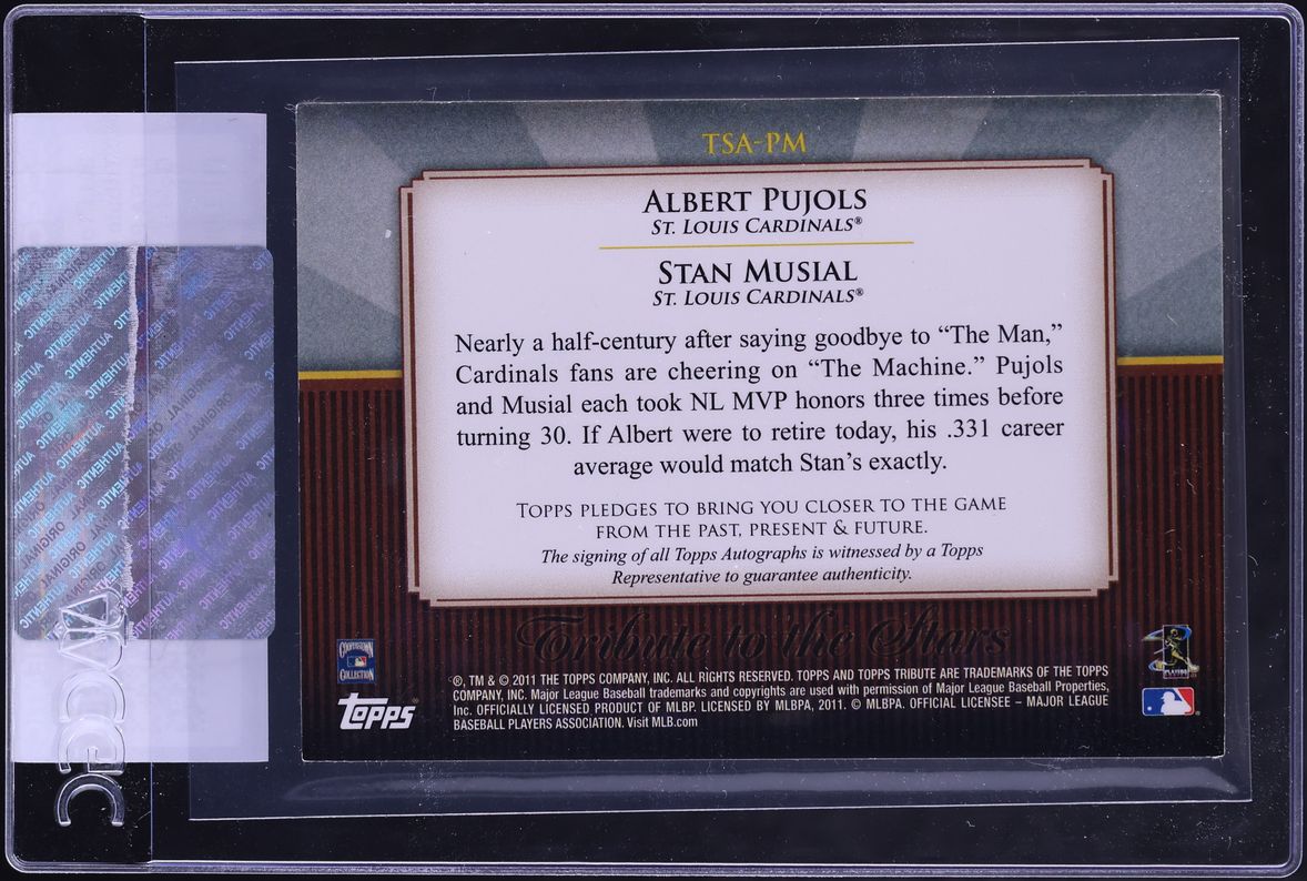2011 Topps Tribute To The Stars Dual Gold Albert Pujols Stan Musial AUTO /25 #TSA-PM CGC AUTH
