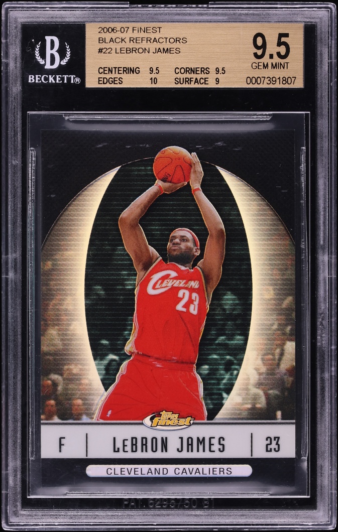 2006 Finest Black Refractor LeBron James 1/99 #22 BGS 9.5 GEM MINT