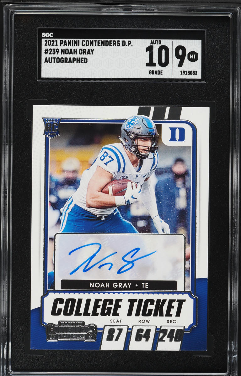 2021 Panini Contenders Draft Picks Noah Gray AUTO ROOKIE #239 SGC 9 MINT