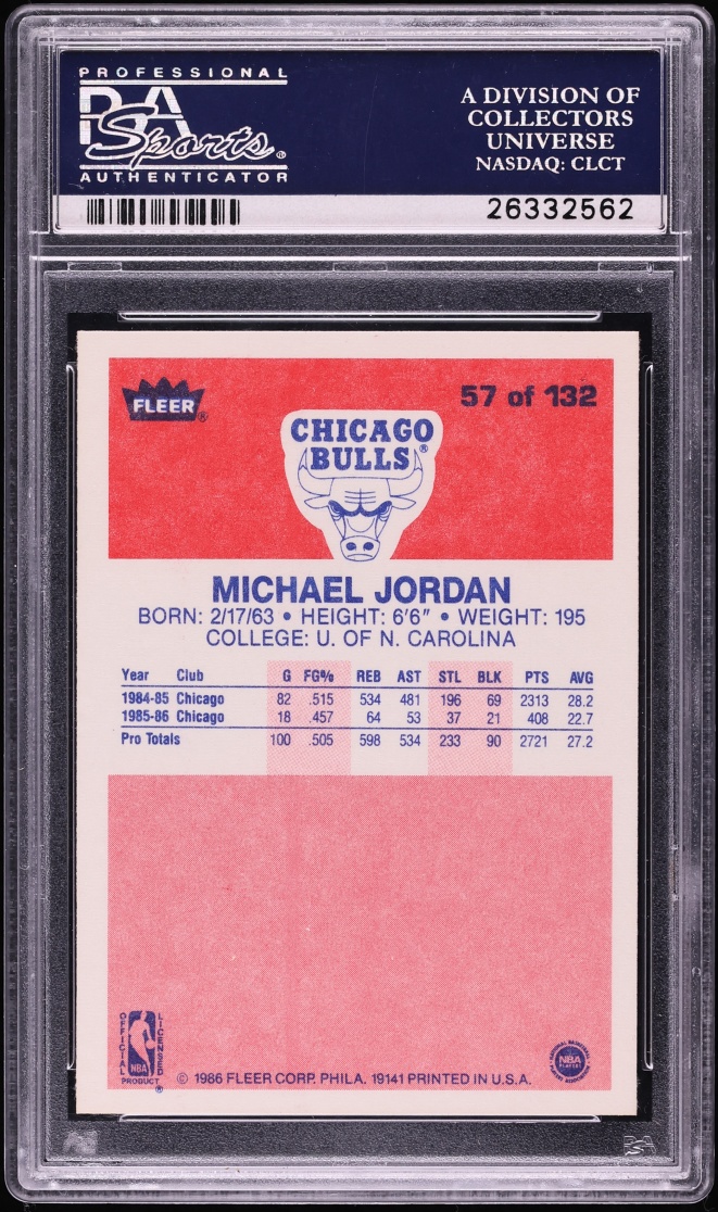 1986 Fleer Basketball Michael Jordan ROOKIE #57 PSA 9 MINT
