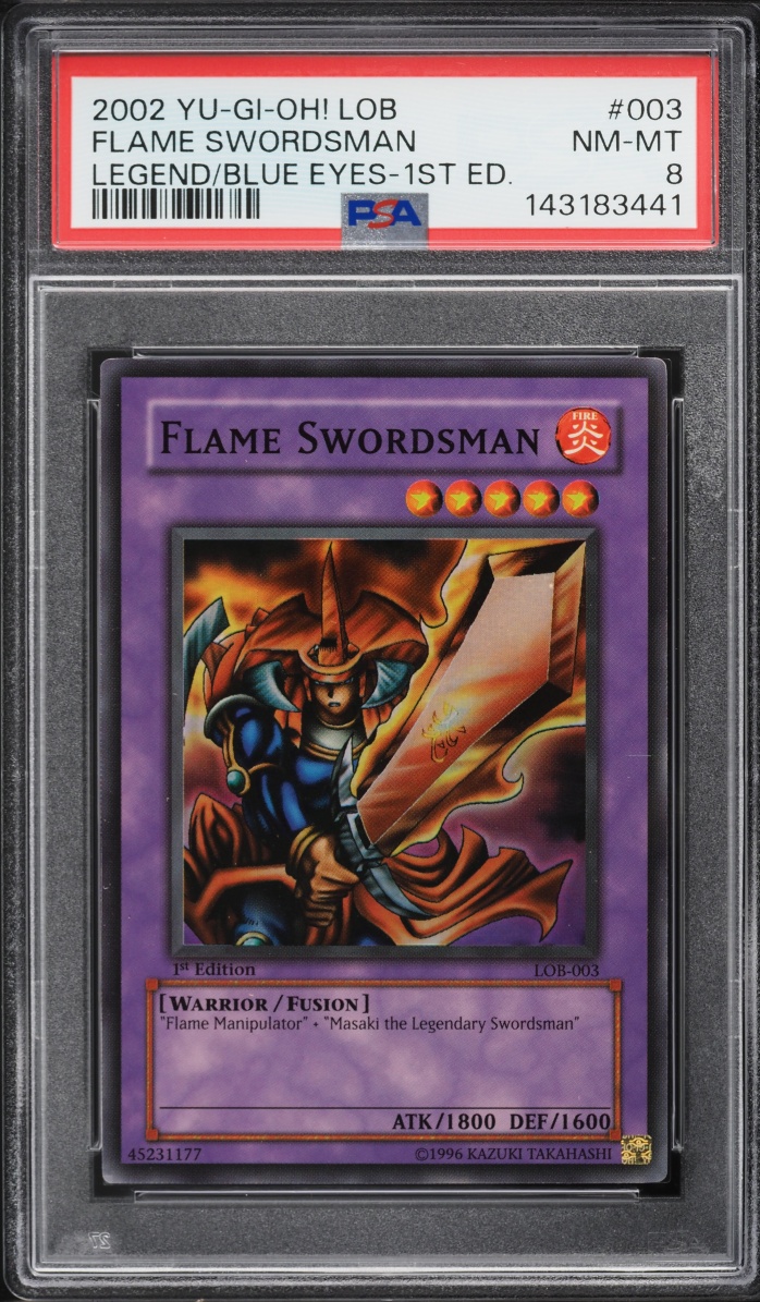 2002 Yu-Gi-Oh! Legend Of Blue Eyes 1st Edition Flame Swordsman #LOB-003 PSA 8 NM-MT