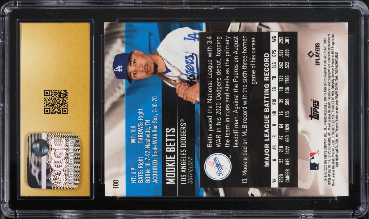 2021 Stadium Club Chrome '91 Design Mookie Betts #100 CGC 10 PRISTINE