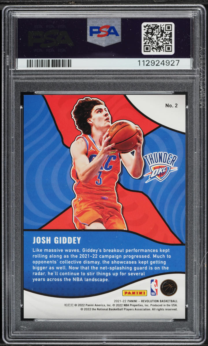 2021 Panini Revolution Shock Wave Josh Giddey ROOKIE #2 PSA 10 GEM MINT
