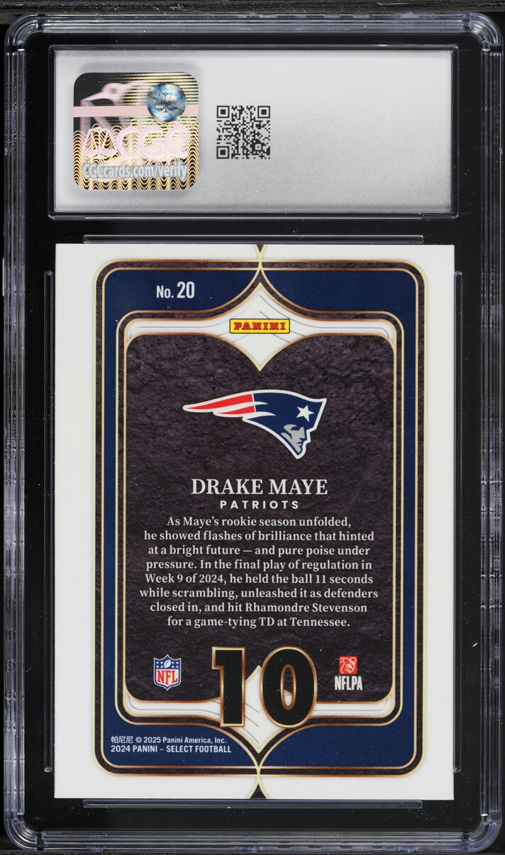2024 Select Numbers Drake Maye ROOKIE #20 CGC 5 EX