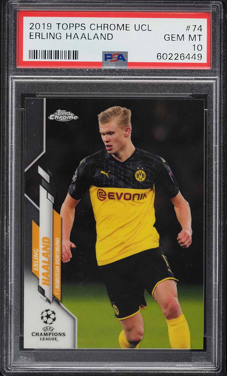 2019 Topps Chrome UEFA Sapphire Erling Haaland ROOKIE #74 PSA 10