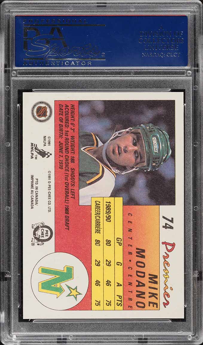 1990 O-Pee-Chee Premier Mike Modano ROOKIE #74 PSA 10 GEM MINT