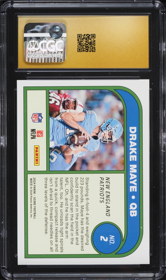 2024 Score Protential Drake Maye ROOKIE #2 CGC 10 PRISTINE