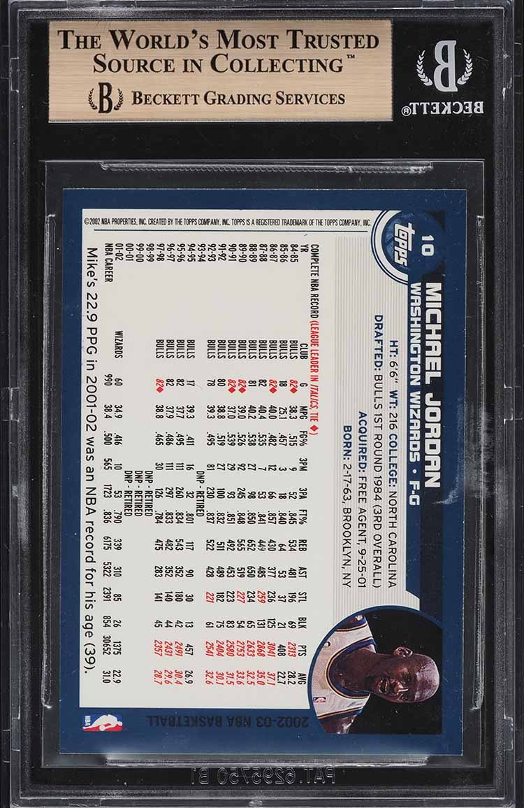 2002 Topps Basketball Michael Jordan #10 BGS 9.5 GEM MINT