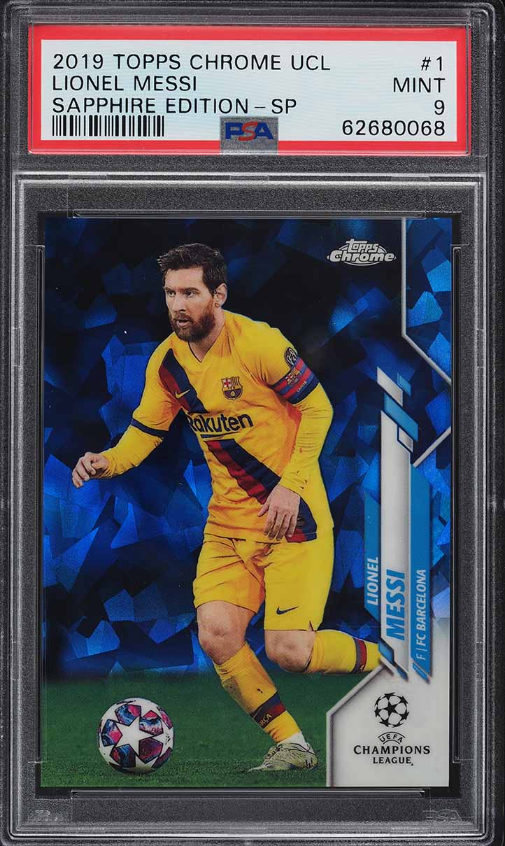 2019 Topps Chrome UEFA Sapphire Edition Lionel Messi #1 PSA