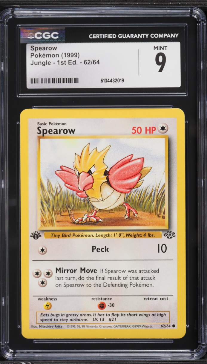 1999 Pokemon Jungle 1st Edition Spearow #62 CGC 9 MINT