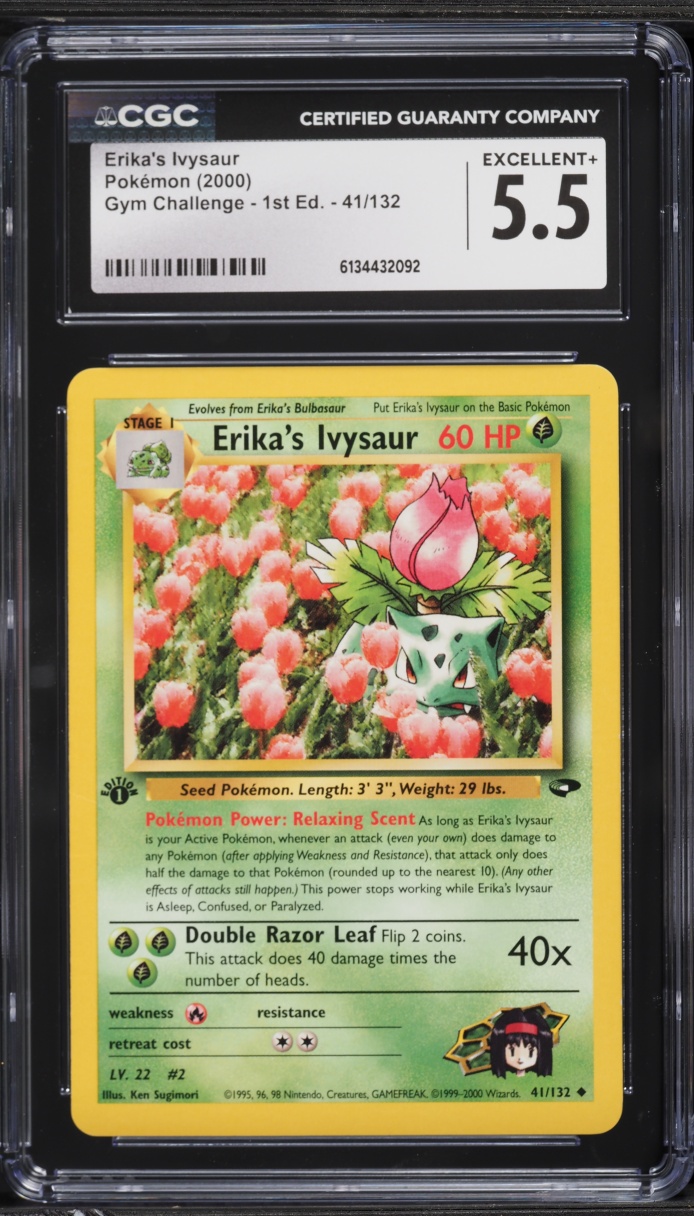 2000 Pokemon Gym Challenge 1st Edition Erika's Ivysaur #41 CGC 5.5 EX+