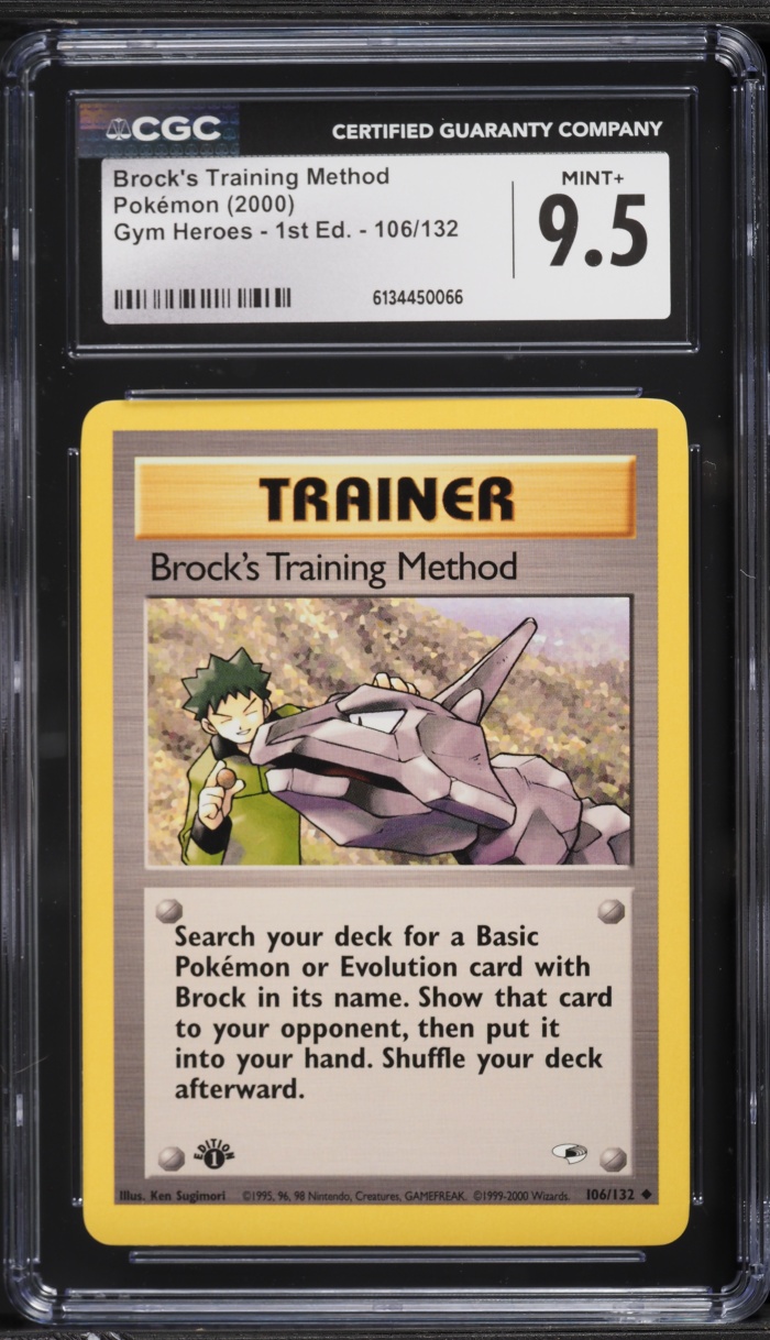 2000 Pokemon Gym Heroes 1st Edition Brock's Training Method #106 CGC 9.5 MINT+