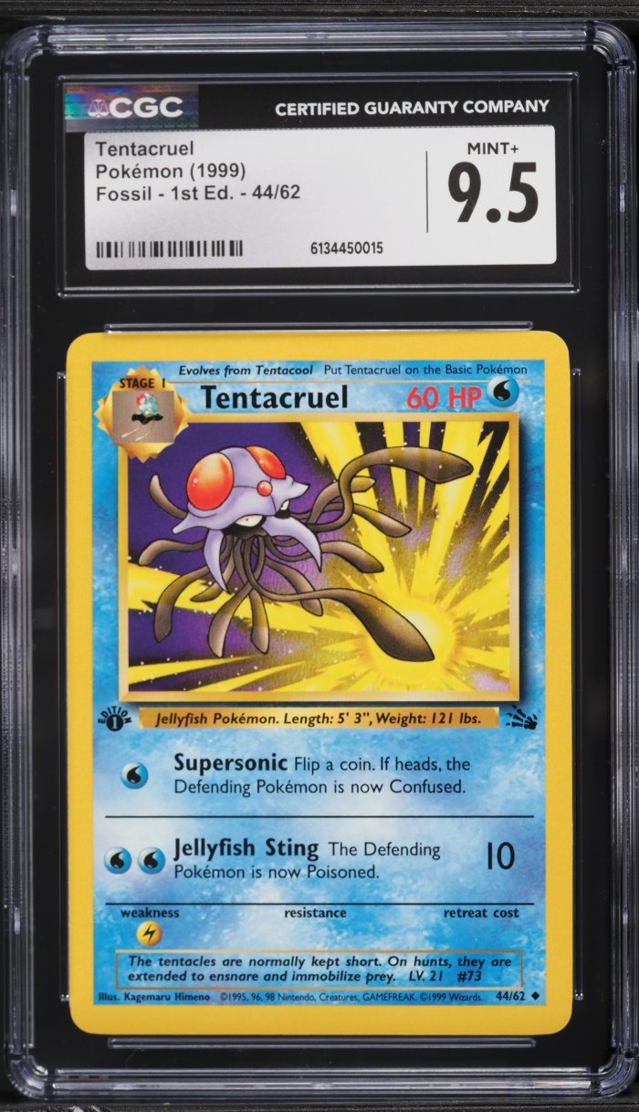 1999 Pokemon Fossil 1st Edition Tentacruel #44 CGC 9.5 MINT+