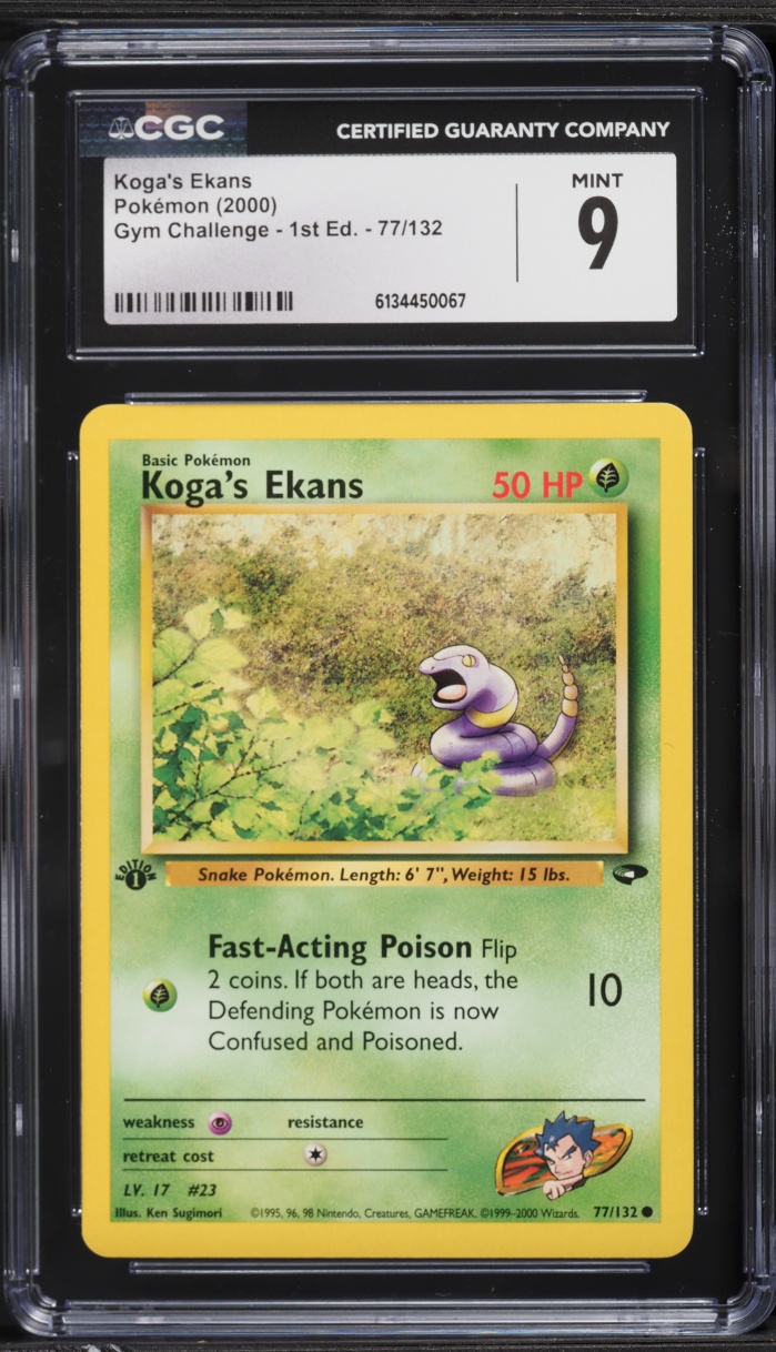 2000 Pokemon Gym Challenge 1st Edition Koga's Ekans #77 CGC 9 MINT