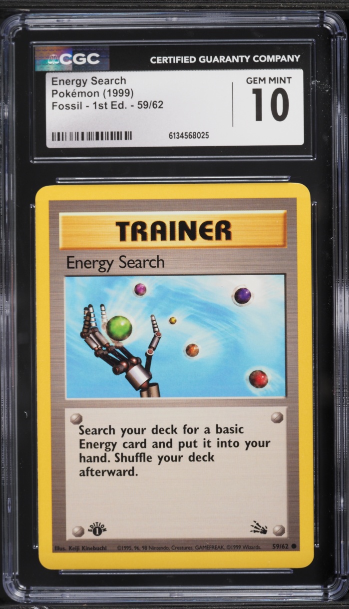 1999 Pokemon Fossil 1st Edition Energy Search #59 CGC 10 GEM MINT