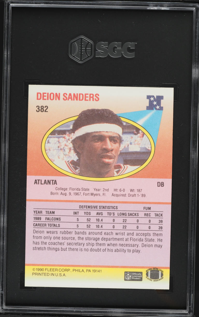 1990 Fleer Football Deion Sanders #382 SGC 9.5 MINT+