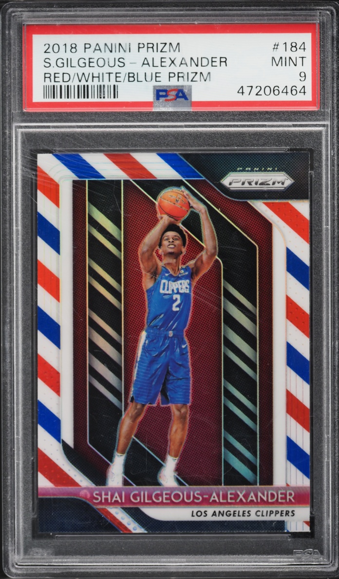 2018 Panini Prizm Red White & Blue Shai Gilgeous-Alexander ROOKIE #184 PSA 9 MINT