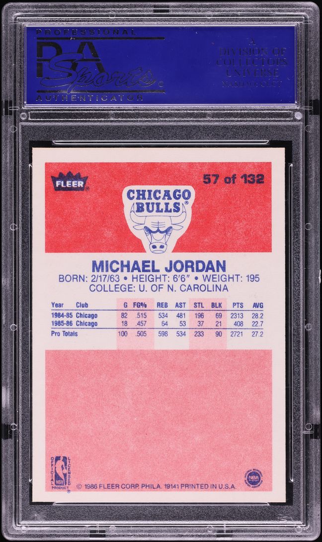 1986 Fleer Basketball Michael Jordan ROOKIE #57 PSA 8 NM-MT