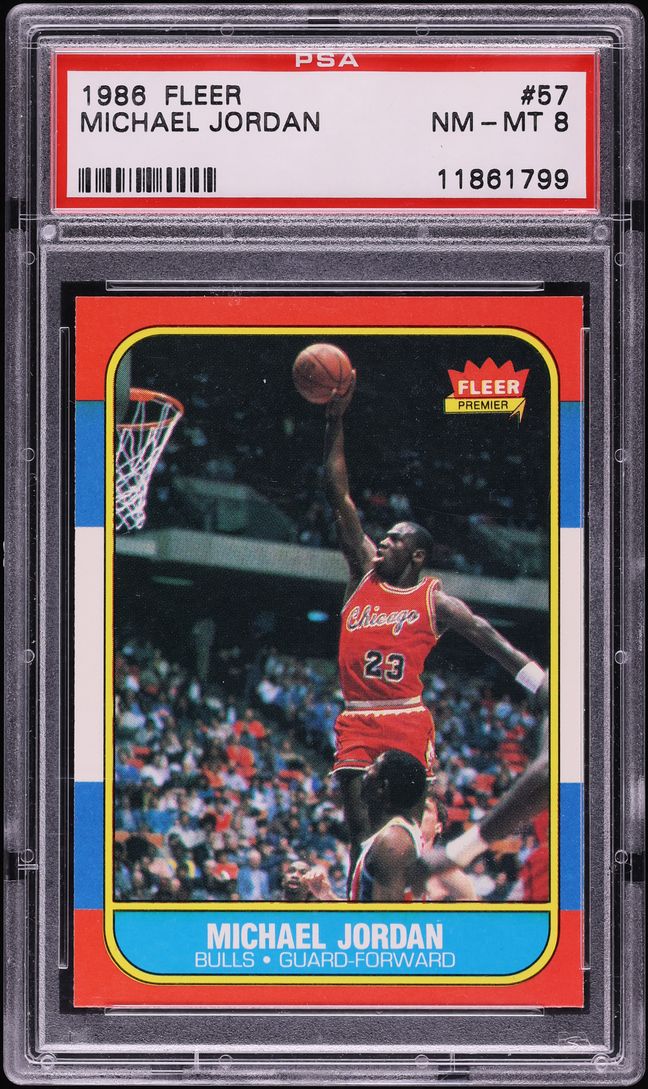 1986 Fleer Basketball Michael Jordan ROOKIE #57 PSA 8 NM-MT