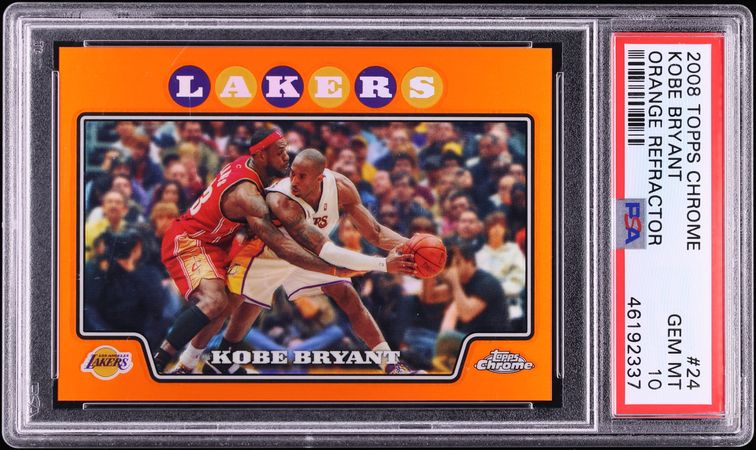 2008 Topps Chrome Orange Refractor Kobe Bryant w/ LeBron James /499 #24 PSA 10 GEM MINT