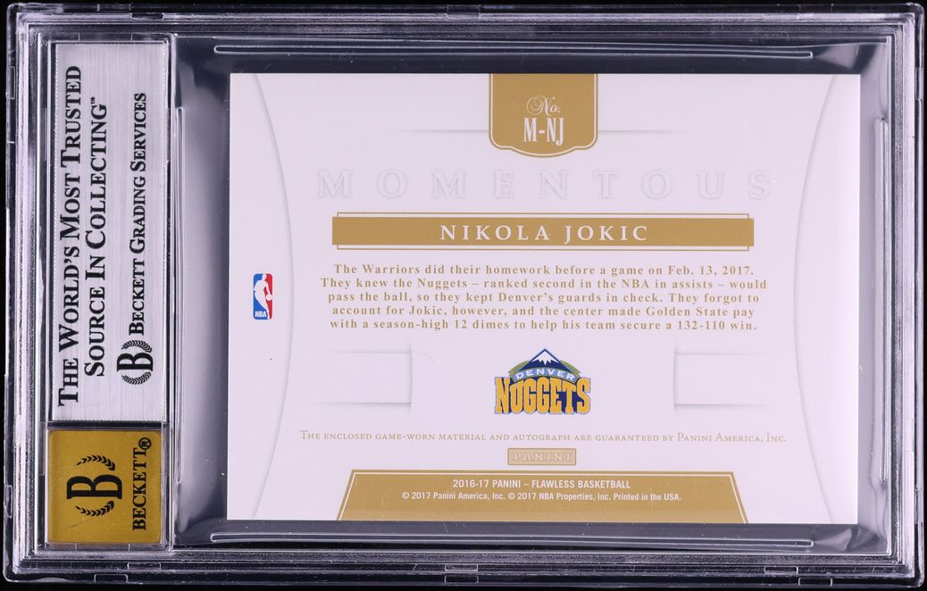 2016 Panini Flawless Momentous Nikola Jokic PATCH AUTO /23 #M-NJ BGS 7 NRMT - Photo 2