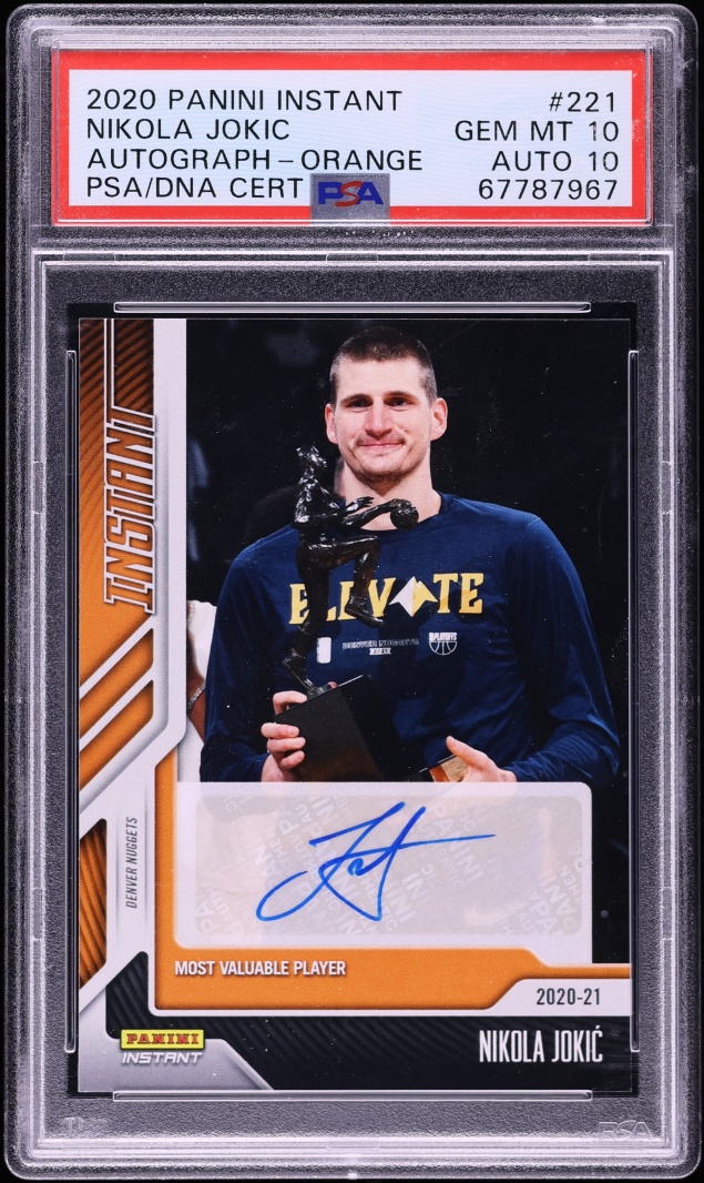 2020 Panini Instant Orange Nikola Jokic AUTO DNA 10 /10 #221 PSA 10 GEM MINT - Photo 1