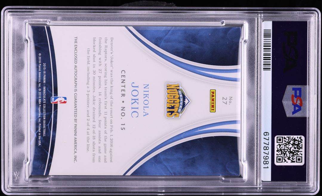 2015 Immaculate Collection Bronze Nikola Jokic ROOKIE AUTO DNA 10 /73 #27 PSA AUTH - Photo 2
