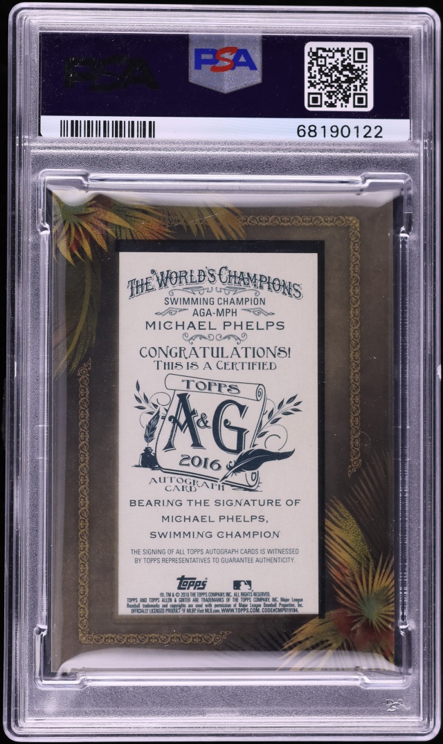 2016 Topps Allen & Ginter Framed Mini Michael Phelps AUTO #AGA-MPH PSA 10 GEM MINT - Photo 2