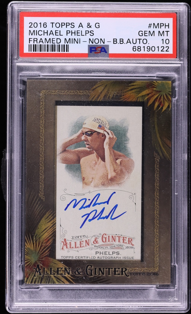2016 Topps Allen & Ginter Framed Mini Michael Phelps AUTO #AGA-MPH PSA 10 GEM MINT - Photo 1