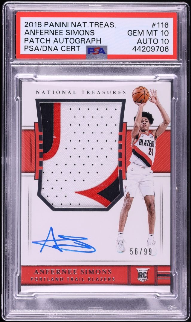 2018 National Treasures Anfernee Simons ROOKIE PATCH AUTO DNA 10 /99 #116 PSA 10 GEM MINT - Photo 1