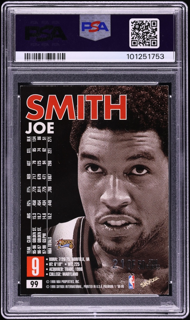 1998 Skybox Premium Star Rubies Joe Smith /50 #99 PSA 7 NRMT - Photo 2