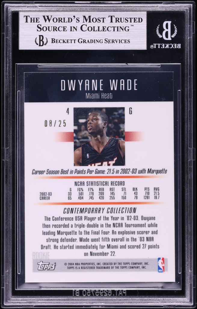 2003 Topps Contemporary Collection Gold Dwyane Wade ROOKIE /25 #4 BGS 9 MINT - Photo 2