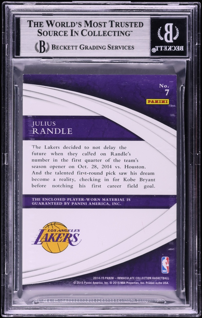 2014 Immaculate Collection Logoman Julius Randle ROOKIE PATCH /5 #7 BGS 8 NM-MT - Photo 2