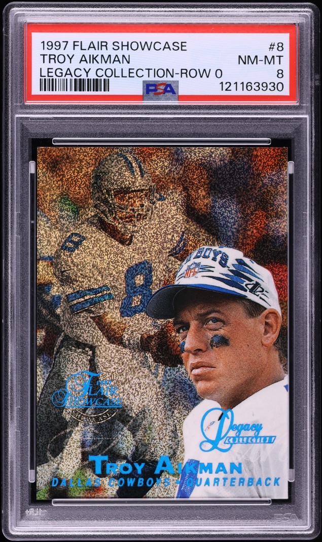 1997 Flair Showcase Legacy Collection Row 0 Troy Aikman /100 #8 PSA 8 NM-MT - Photo 1