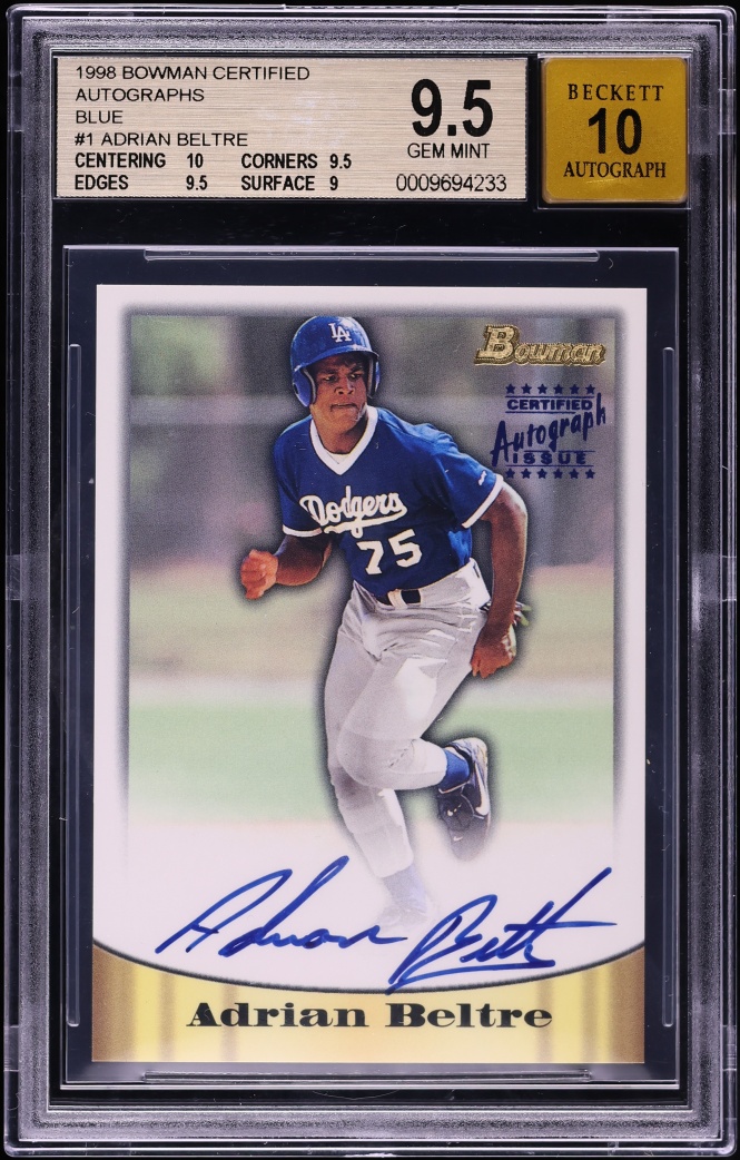 1998 Bowman Certified Blue Adrian Beltre ROOKIE AUTO #1 BGS 9.5 GEM MINT - Photo 1