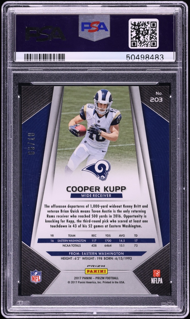 2017 Panini Prizm Gold Cooper Kupp ROOKIE /10 #203 PSA 10 GEM MINT - Photo 2