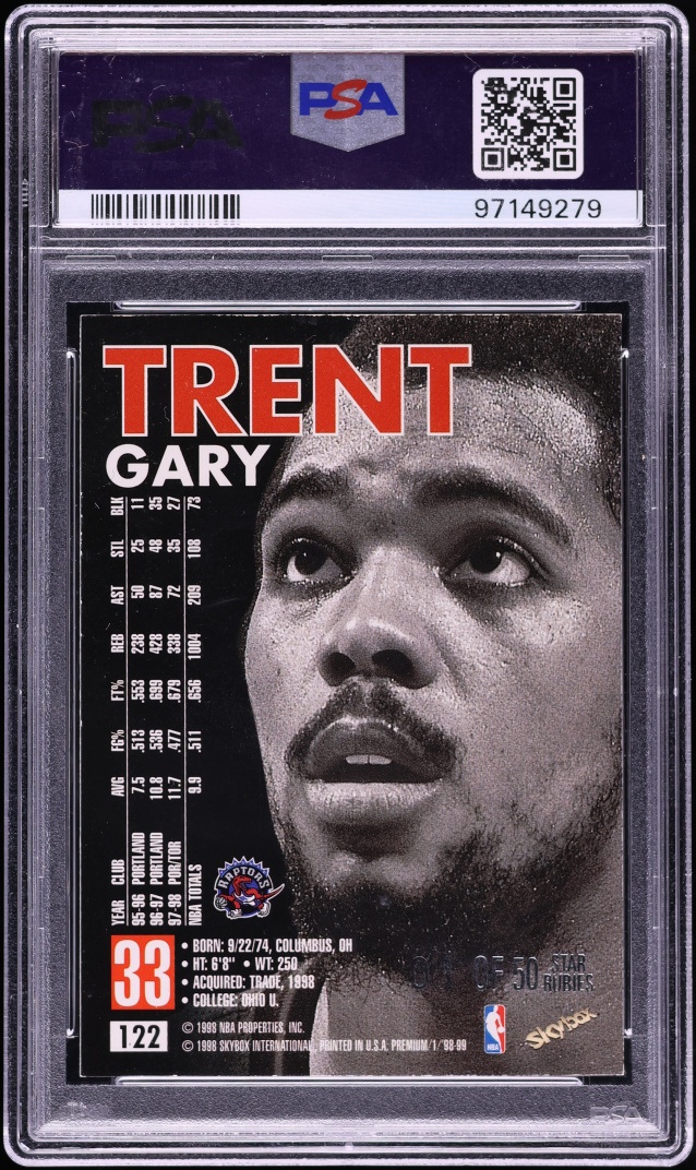 1998 Skybox Premium Star Rubies Gary Trent /50 #122 PSA 7 NRMT - Photo 2