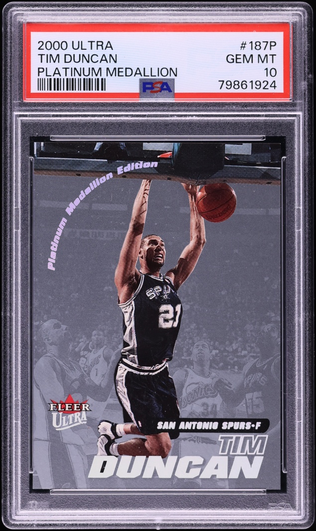 2000 Ultra Platinum Medallion Tim Duncan /50 #187P PSA 10 GEM MINT - Photo 1
