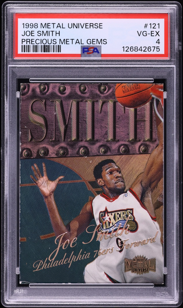 1998 Metal Universe Precious Metal Gems PMG Joe Smith JERSEY # 9/50 #121 PSA 4 VGEX - Photo 1