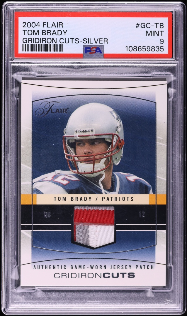 2004 Flair Gridiron Cuts Silver Tom Brady PATCH /75 #GC-TB PSA 9 MINT - Photo 1