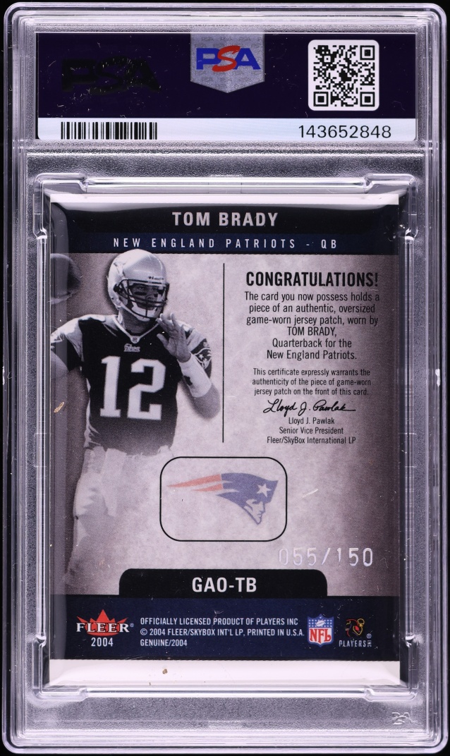 2004 Fleer Genuine Article White Tom Brady PATCH /150 #GAO-TB PSA 7 NRMT - Photo 2
