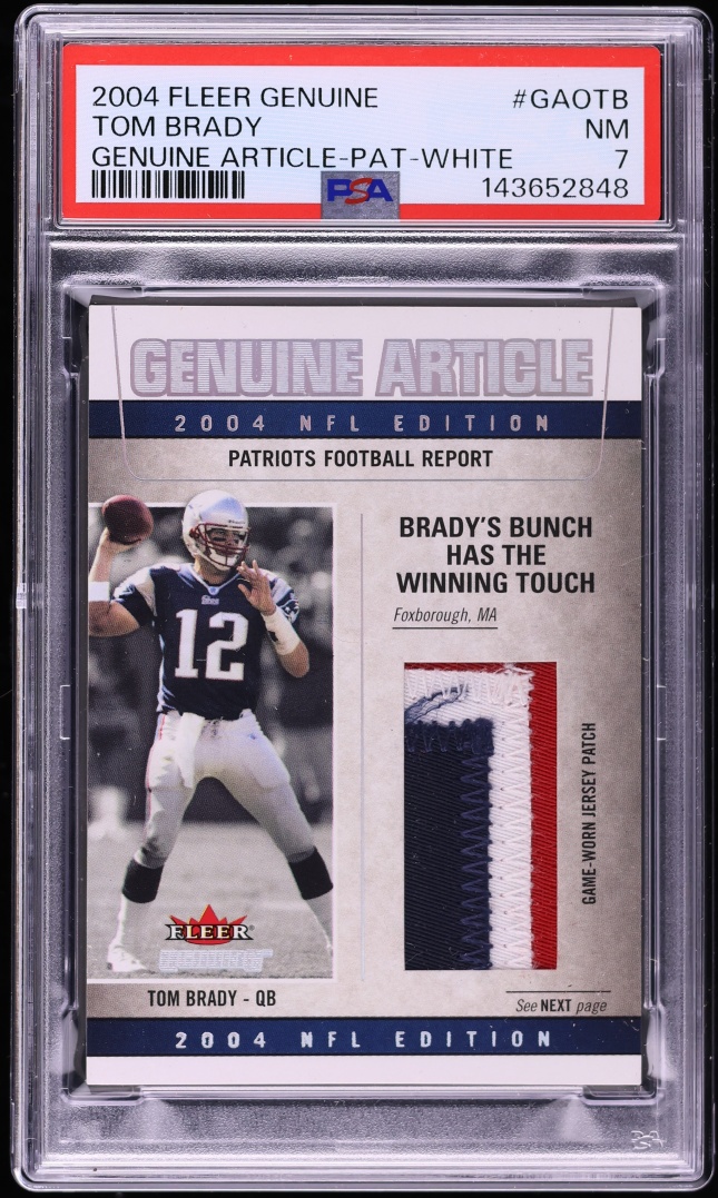 2004 Fleer Genuine Article White Tom Brady PATCH /150 #GAO-TB PSA 7 NRMT - Photo 1