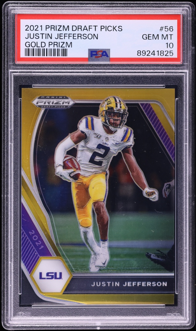 2021 Panini Prizm Draft Picks Gold Justin Jefferson /10 #56 PSA 10 GEM MINT - Photo 1