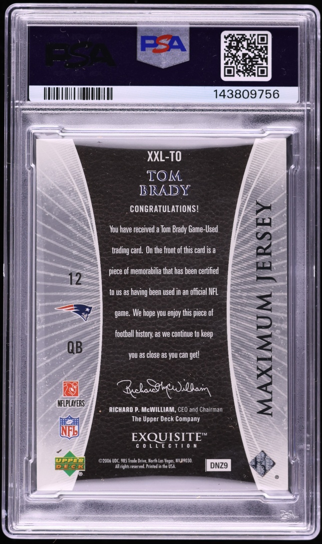 2006 Exquisite Collection Maximum Jersey Silver Tom Brady PATCH /75 #XXL-TO PSA 7 NRMT - Photo 2