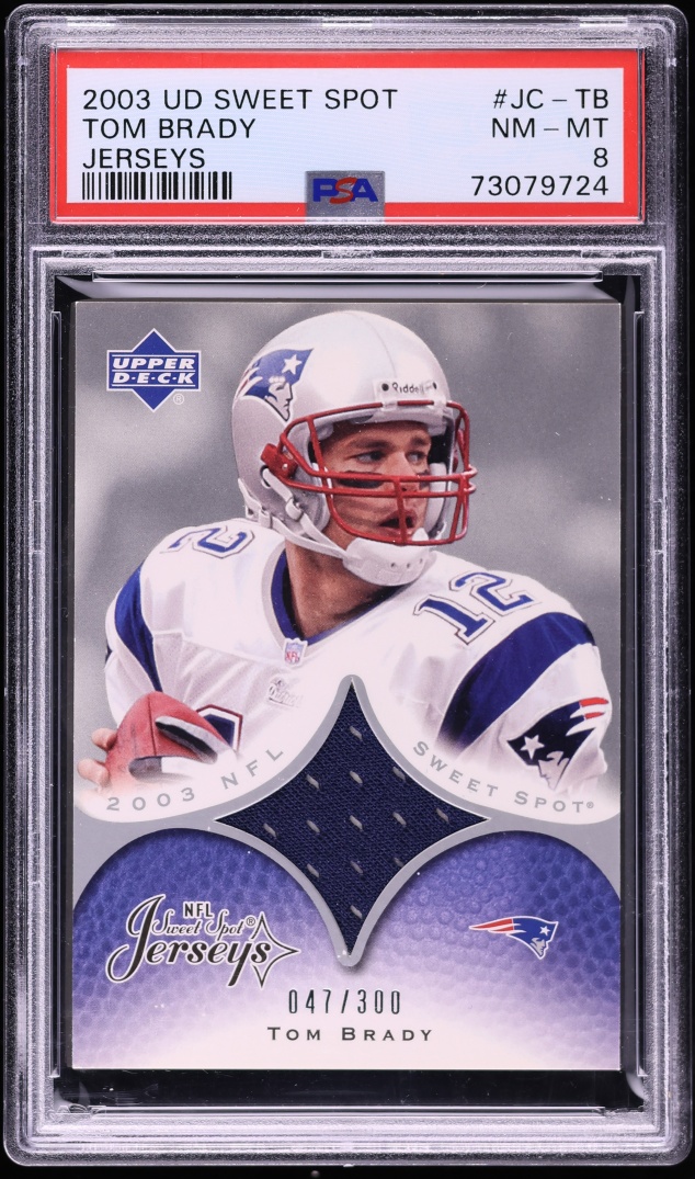 2003 Upper Deck Sweet Spot Jersey Tom Brady PATCH /300 #JC-TB PSA 8 NM-MT - Photo 1